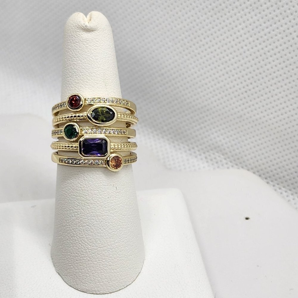 Brand New Sterling Silver 925 Multi Colors Gemstones Ring - Picture 3 of 5